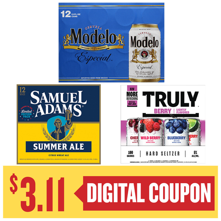 Image of Offer Save $3.11 on ONE (1) Sam Adams, Truly or Modelo 12pk 12oz Beer.