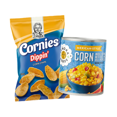 Señora Verde Mexican Style Corn with Peppers 11 oz AND J. Higgs Cornies (Dippin' or Original) 9.25 oz coupon