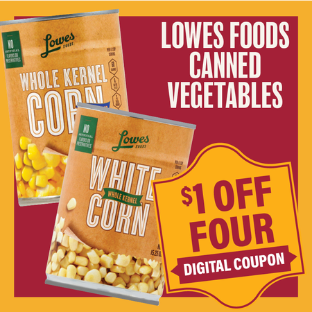 Image of Offer Save $1 on FOUR (4) Lowes Foods Canned Vegetables Select 14.5-15.25oz.