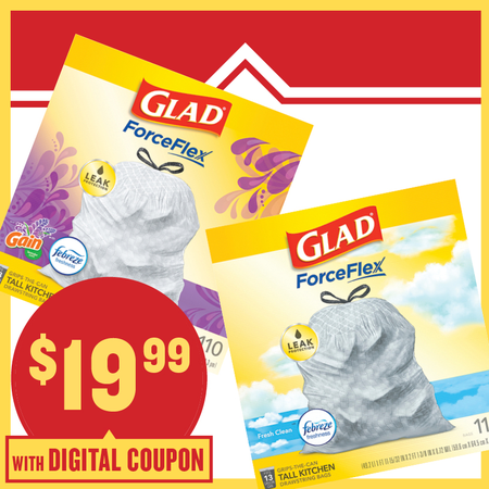 Image of Offer Save $3 on ONE (1) Glad ForceFlex Trash Bags 110ct.