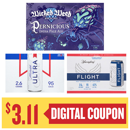Image of Offer Save $3.11 When You Purchase ONE (1) Michelob Ultra, Yuengling Flight 24pk or Wicked Weed 12pk Beer.