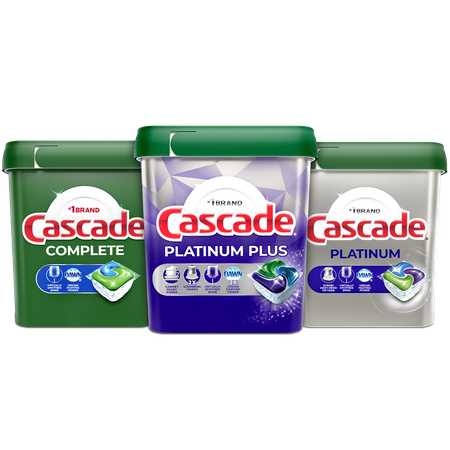 Image of Offer Save $2.00 on ONE Cascade Platinum Plus 19-40ct, Platinum 26-50ct, OR Complete 33-55ct Dishwasher Detergent (exclude travel/trial size).