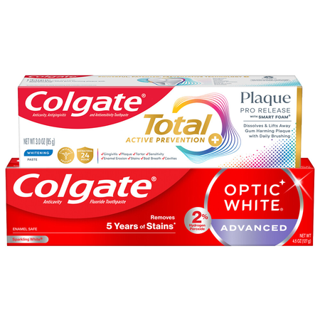 Image of Offer Save $3.00 on any ONE (1) Colgate Optic White Advanced, Purple, Charcoal, Total Plaque Pro Release or Gum Protect Toothpaste
