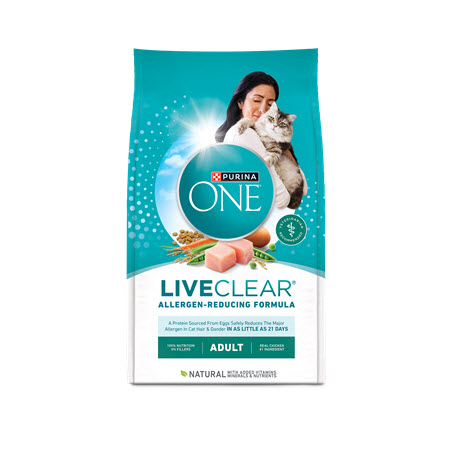 Image of Offer SAVE $3.00 on any ONE (1) 2.8 lb or larger bag of Purina ONE® LiveClear® Allergen Reducing Adult or Kitten Dry Cat Food