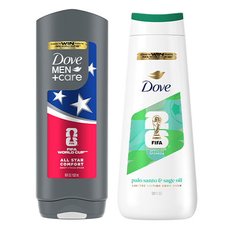Image of Offer Save $8.00 on any TWO (2) FIFA World Cup Branded Dove, Dove Men+Care, or Axe Body Wash or Bar items