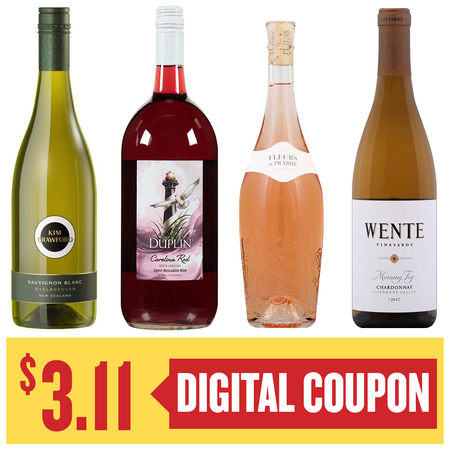 Image of Offer Save $3.11 on ONE (1) Wente, Kim Crawford, Fleurs De Prairie 750ml or Duplin 1.5L Wine.