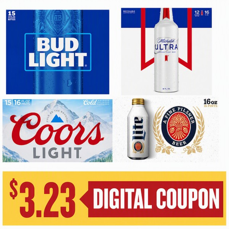 Image of Offer Save $3.23 on ONE (1) Bud, Miller, Coors 15pk or Ultra 12pk 16oz Aluminum Pints Beer.