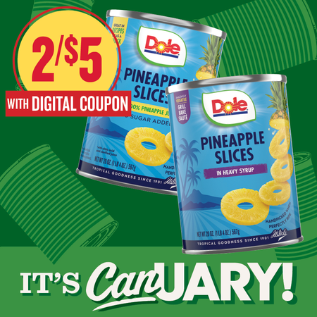 Image of Offer Save $1 on TWO (2) Dole Canned Pineapple.