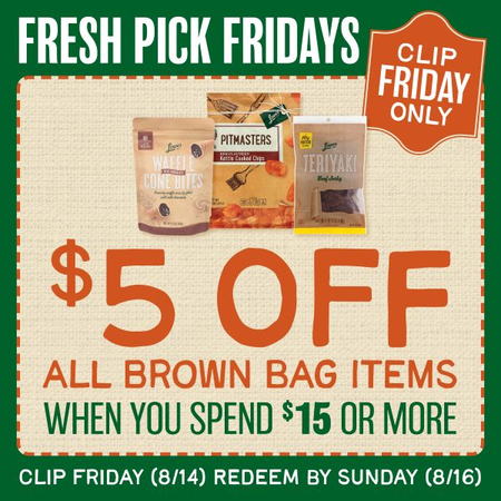 Image of Offer Save $5 When You Spend $15 on Lowes Foods Brown Bag Items.