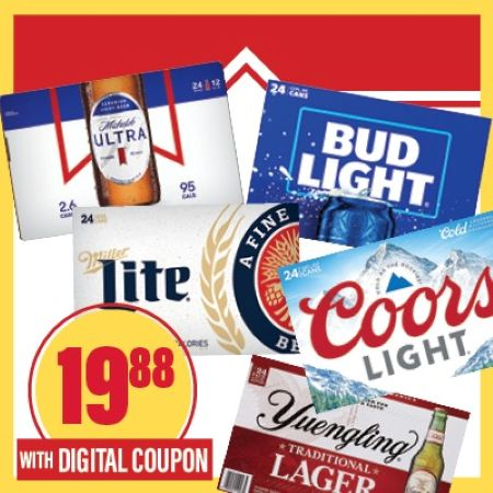 Image of Offer Save $3.11 on ONE (1) Ultra, Bud, Miller, Coors or Yuengling 24Pk 12Oz Beer.