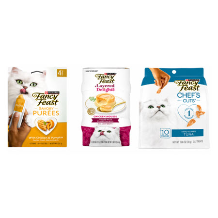 Image of Offer Save $0.75 on any ONE (1) 1.06 oz - 1.96 oz package of Fancy Feast®  Layered Delights™, Chef's Cuts™, or Savory Purees Cat Treats