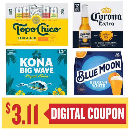 Image of Offer Save $3.11 on ONE (1) Corona, Blue Moon, Kona or Topo Chico 12pk 12oz Beer.