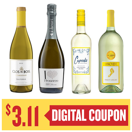 Image of Offer Save $3.11 on ONE (1) Clos Du Bois, I Heart, Cupcake 750ml or Barefoot 1.5L Wine.
