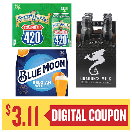 Image of Offer Save $3.11 When You Purchase ONE (1) New Holland 4pk or Blue Moon, Sweetwater 12pk Beer.
